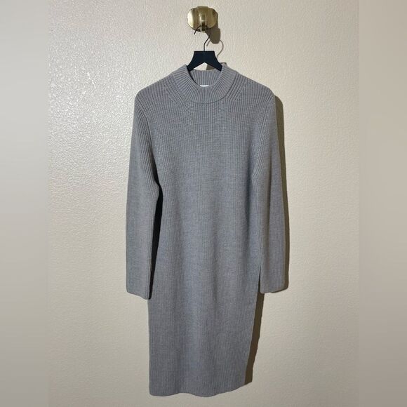 Iris & Ink Woo Gray Knit Sweater Dress - Picture 1 of 5